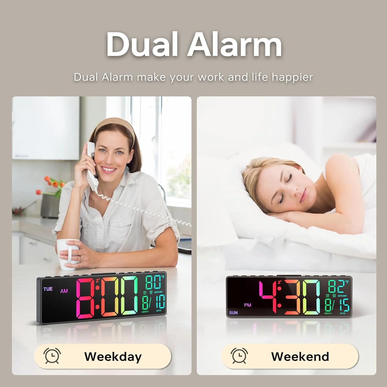 ColorWake – 10.5” Digital Clock with Multicolor Display