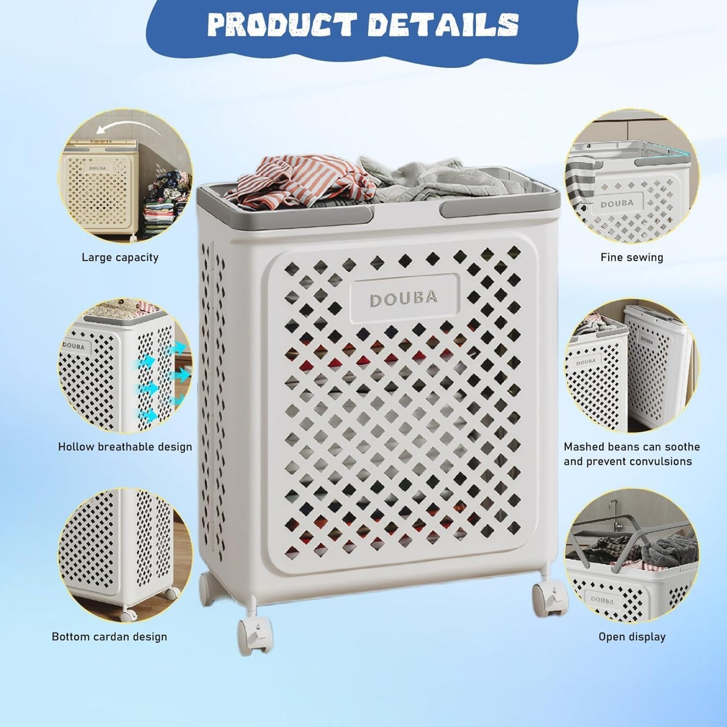 LuxorMove – Foldable Rolling Laundry Basket