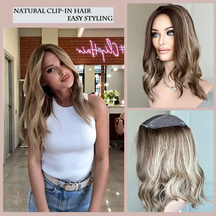LushWaves – Seamless Clip-In Wavy Hair Topper for Women