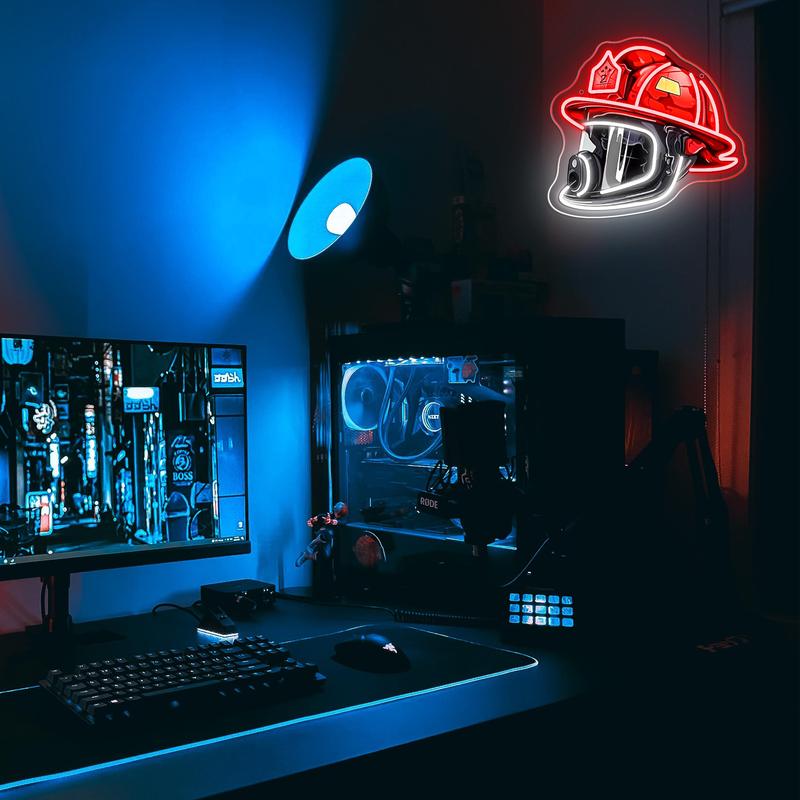 HeroGlow – Firefighter Helmet Neon Sign