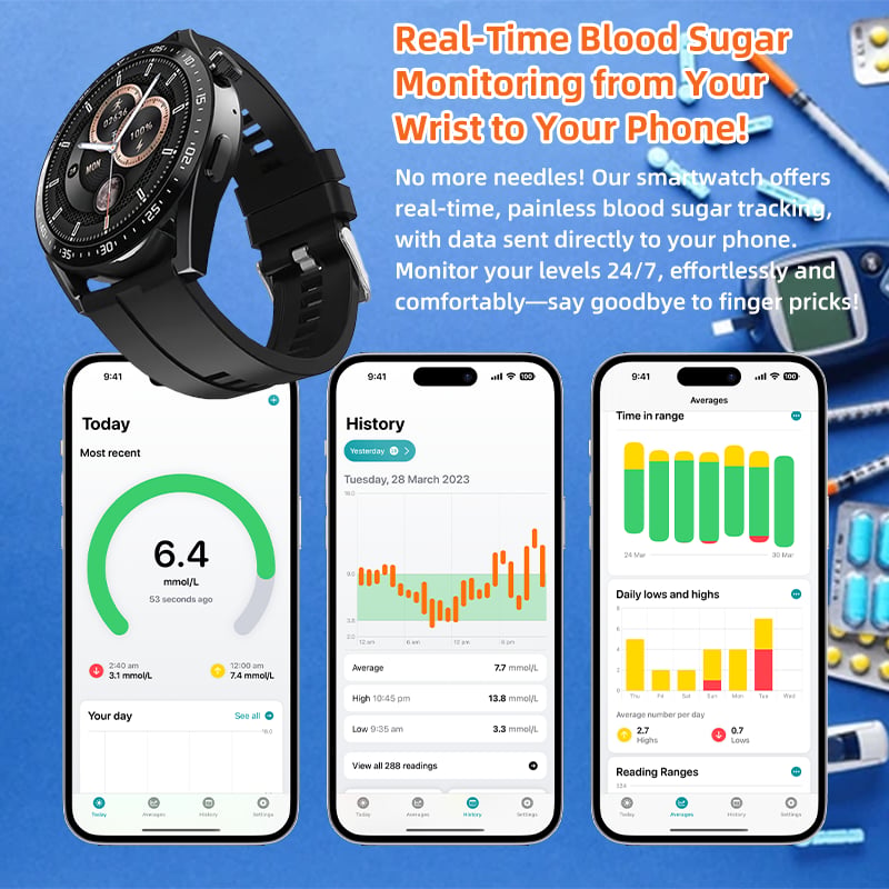 VitaTrack – Blood Glucose Monitoring Bluetooth Watch