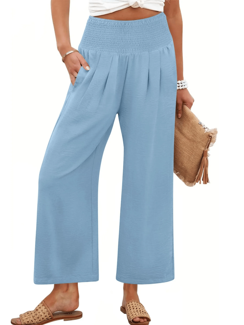 LuxeDrape – Chic Smocked Waist Trousers