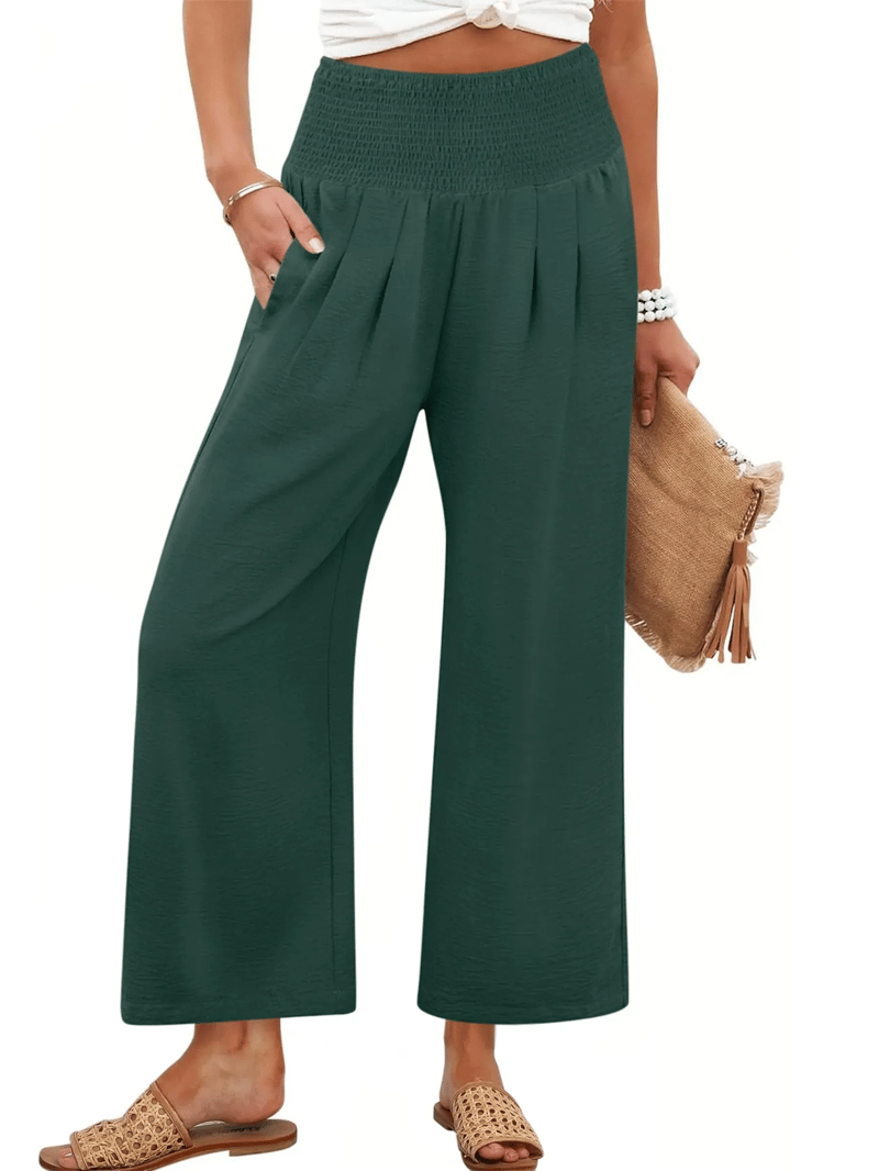 LuxeDrape – Chic Smocked Waist Trousers