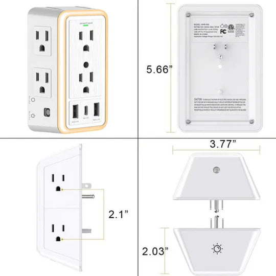 PowerHub |  9-IN-1 Multi Plug Surge Protector Outlet