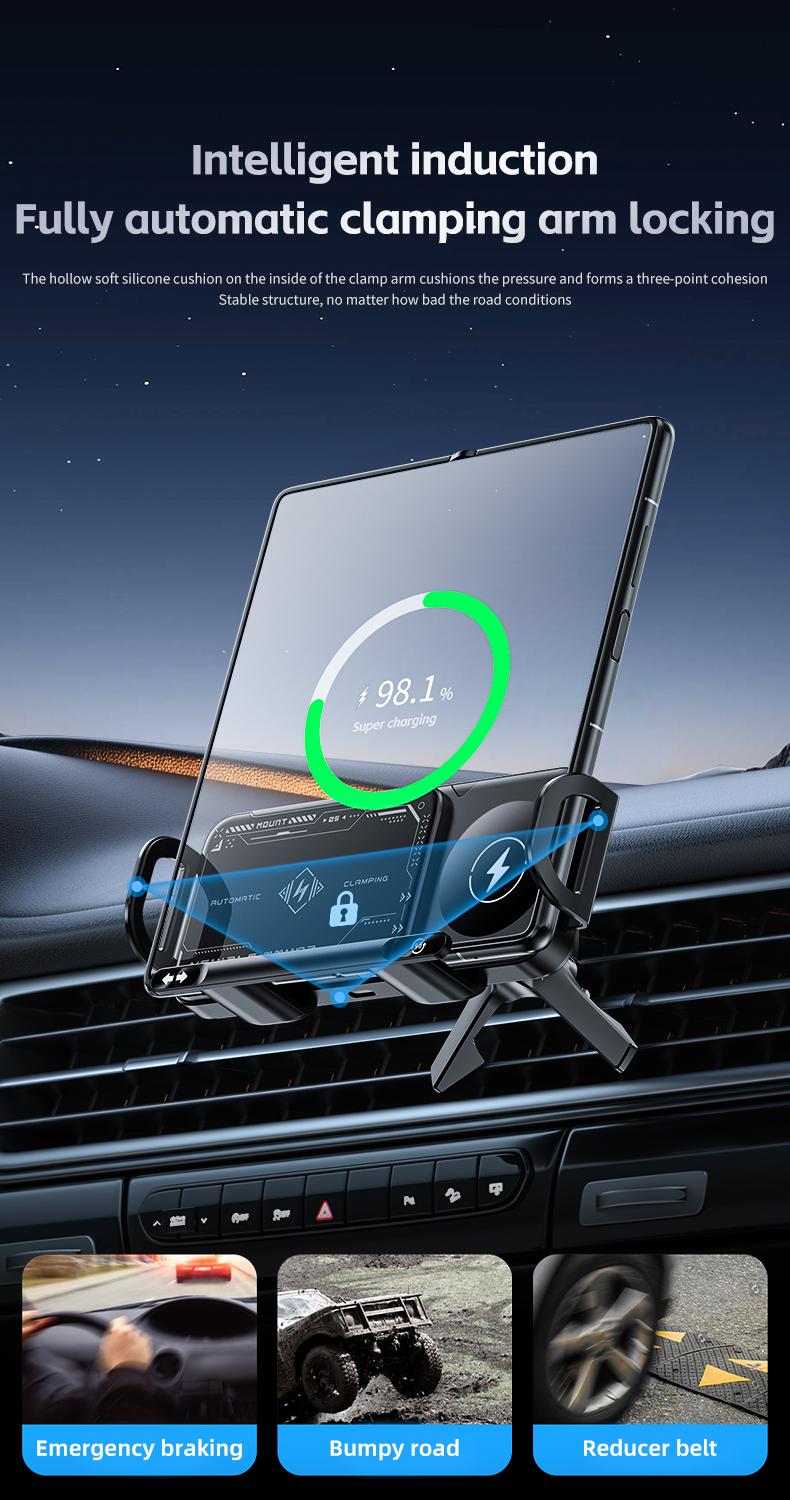 PowerDock – Stable Adjustable 15W Wireless Car Charger
