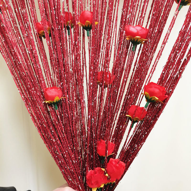 💥Rose Flower tassel Curtain(No-drill Velcro install)