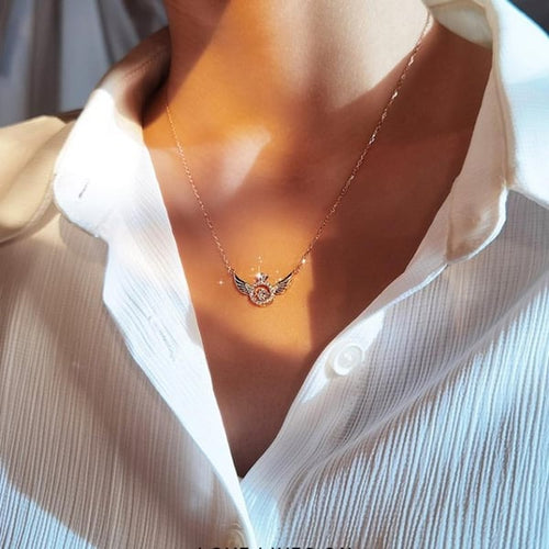 AngelGleam – Radiant Wings Rhinestone Necklace