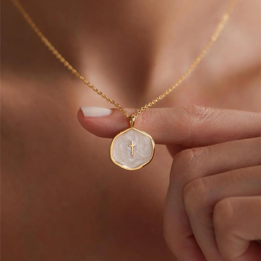 LuminaCross - Elegant Gold-Tone Faith Necklace
