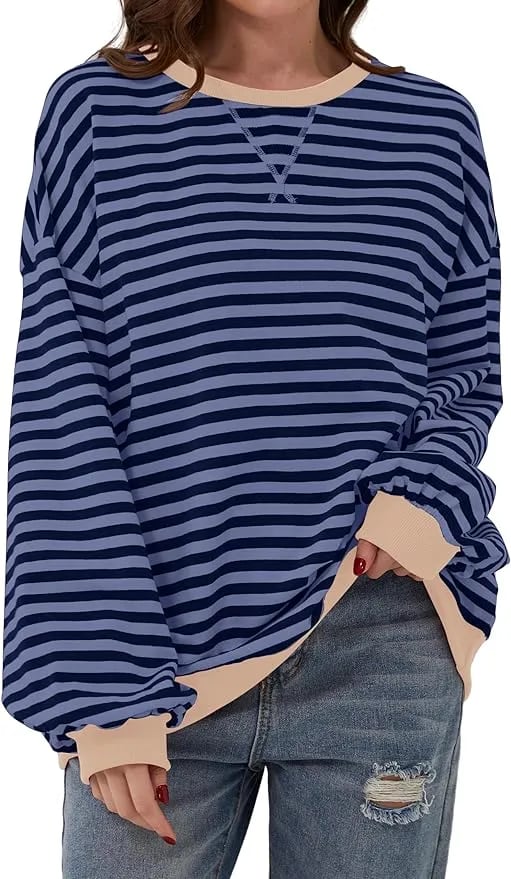 CozyBlend – Striped Color Block Sweatshirt