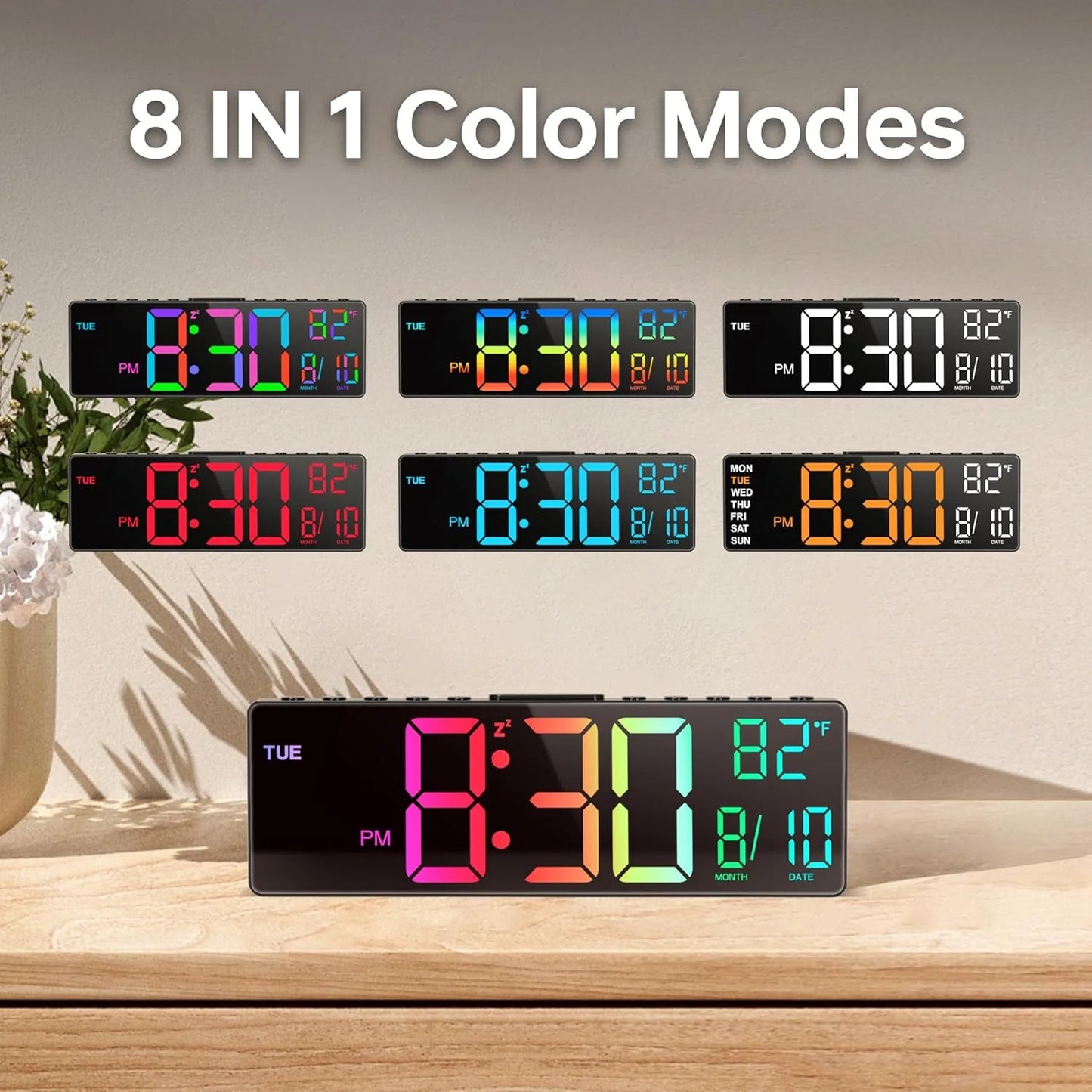 ColorWake – 10.5” Digital Clock with Multicolor Display