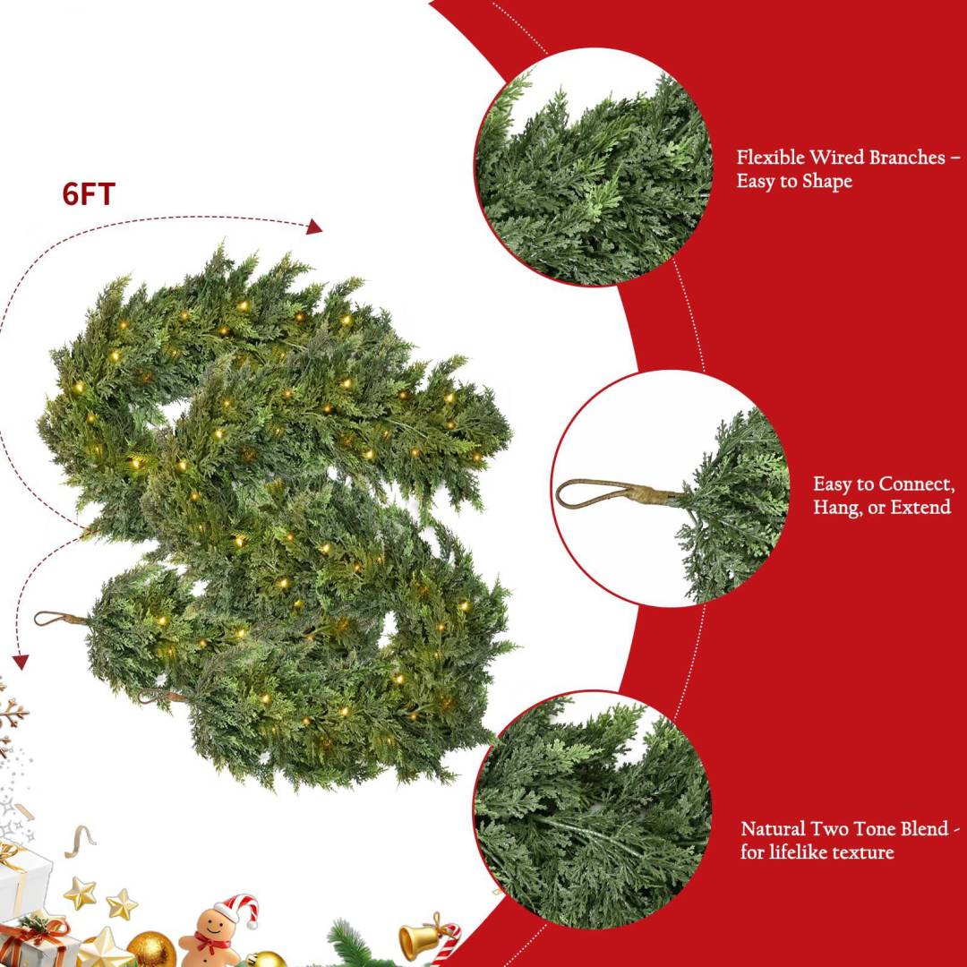 CedarLux - Premium Real-Touch Cedar Garland