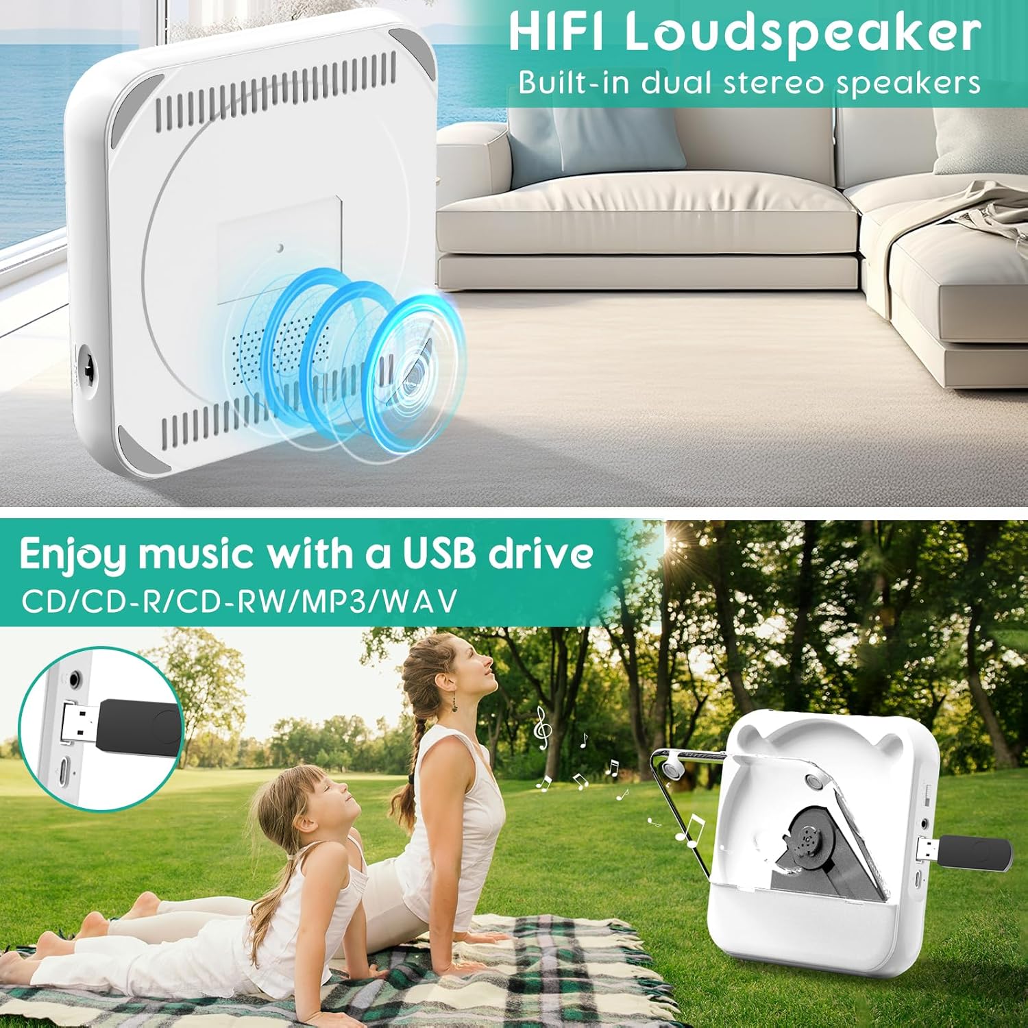 EchoDisc – Bluetooth Rechargeable CD Player with HiFi Sound