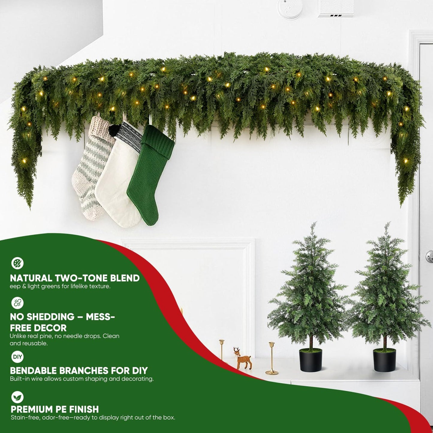 CedarLux - Premium Real-Touch Cedar Garland