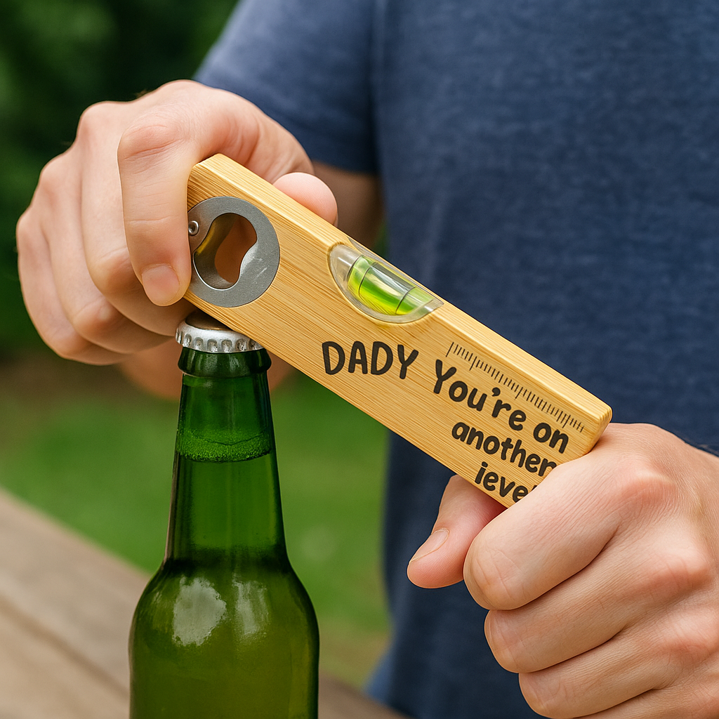 Dad Fist Bump - Personalized Custom Engraved Wooden Spirit Level Bottle Opener