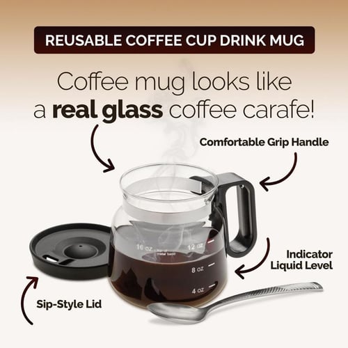 JavaPour – Coffee Pot Inspired 16oz Glass Mug