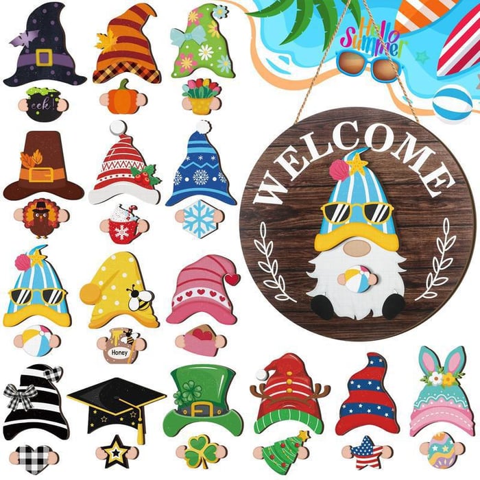 GnomeWelcome – Interchangeable Wooden Sign