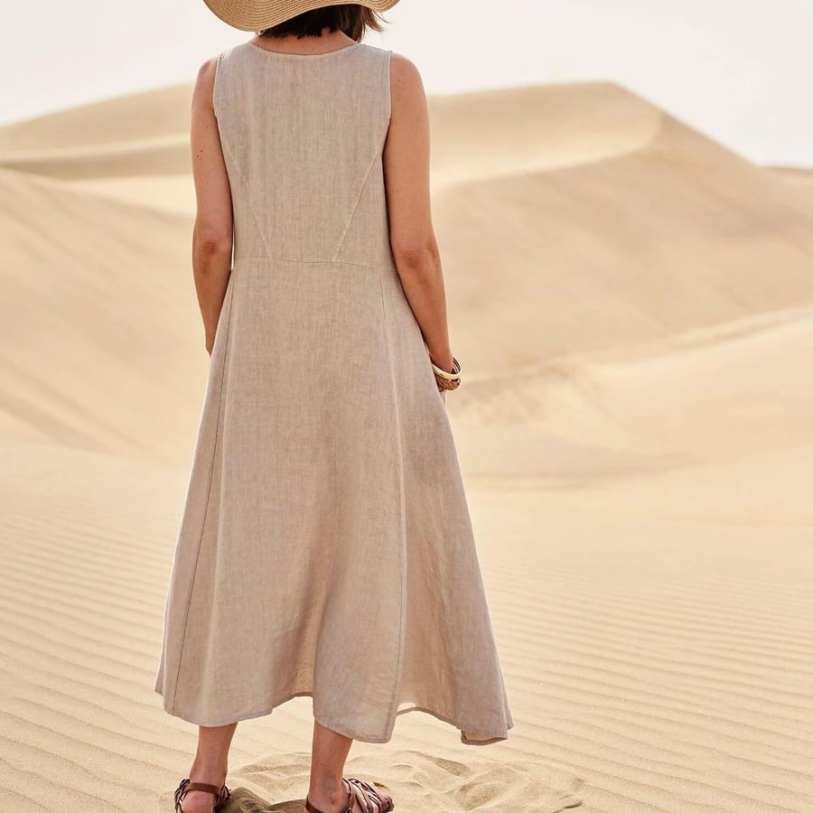 BreezeLoom – Sleeveless Cotton Linen Dress