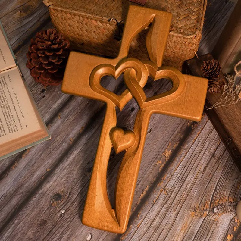 HeartLoom – Intertwined Wooden Cross