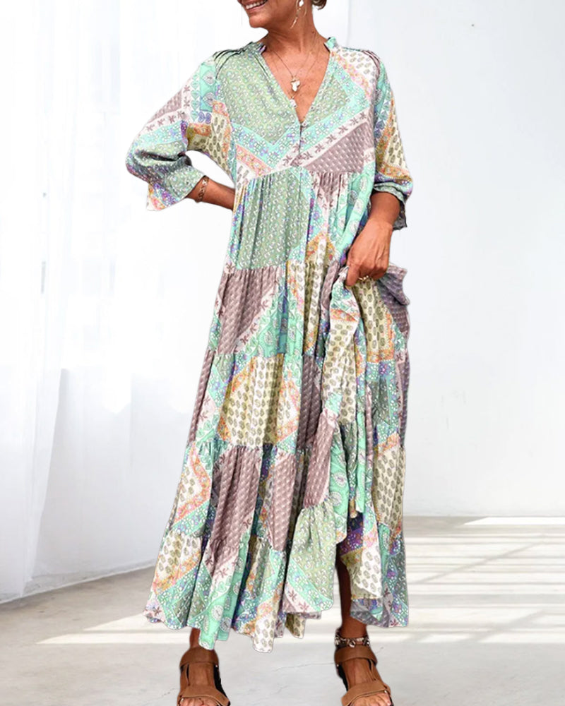 Talia - Artistic Color-Block Shift Dress