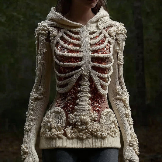 SkullBloom – Gothic Floral Hooded Sweater