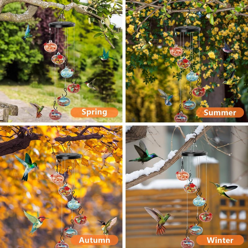 TwinkleSip | 2-in-1 Wind Chime Hummingbird Feeder