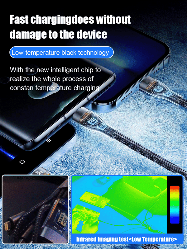 VoltRay – Transparent Fast Charge Cable with Triple Connector