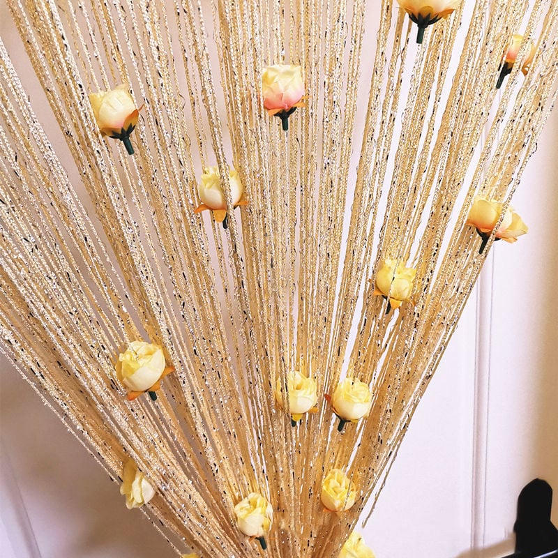 💥Rose Flower tassel Curtain(No-drill Velcro install)