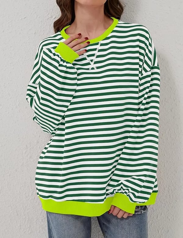 CozyBlend – Striped Color Block Sweatshirt