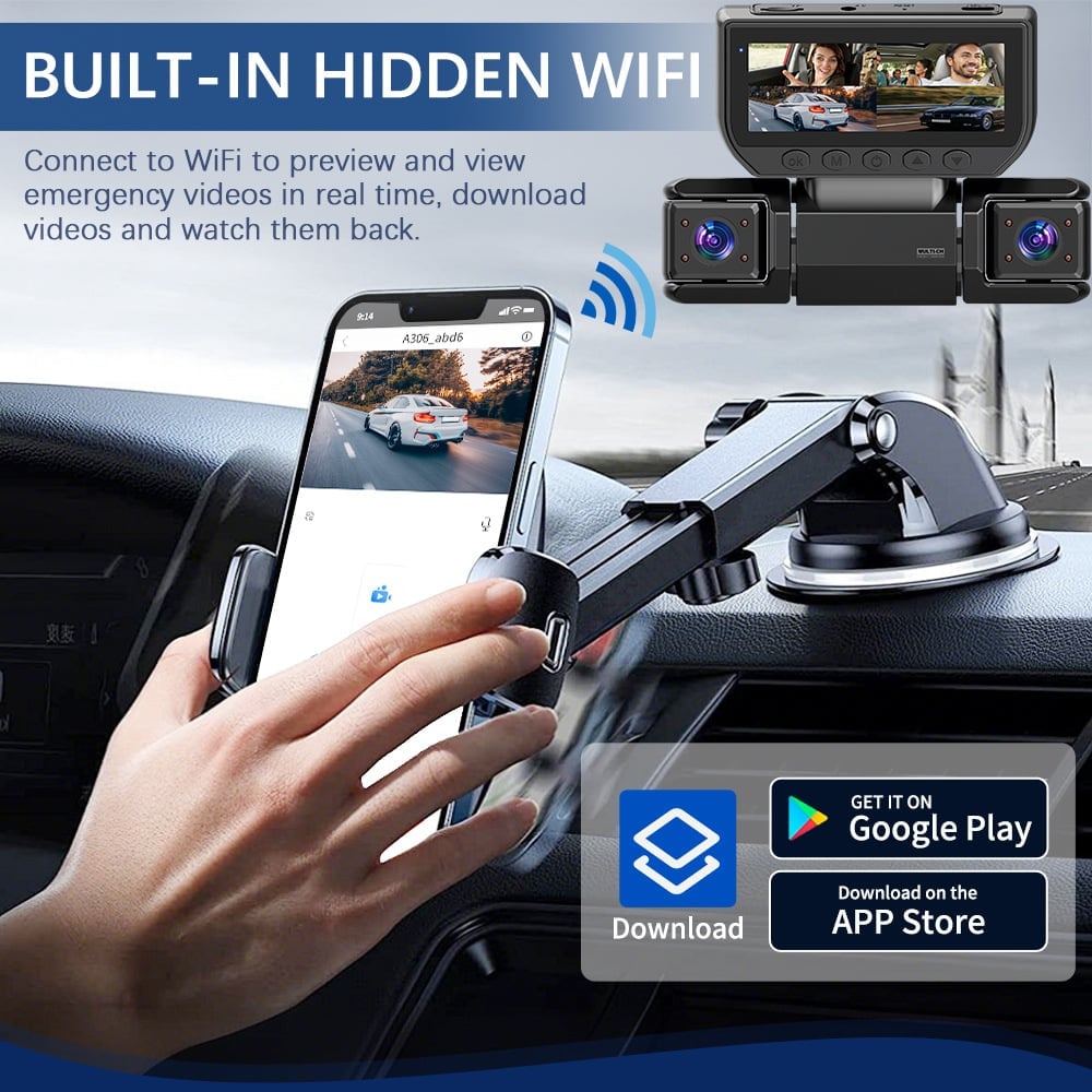 FullSight Pro – 360° WiFi Dash Cam with 4-Channel Coverage