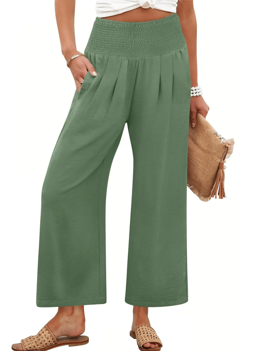 LuxeDrape – Chic Smocked Waist Trousers