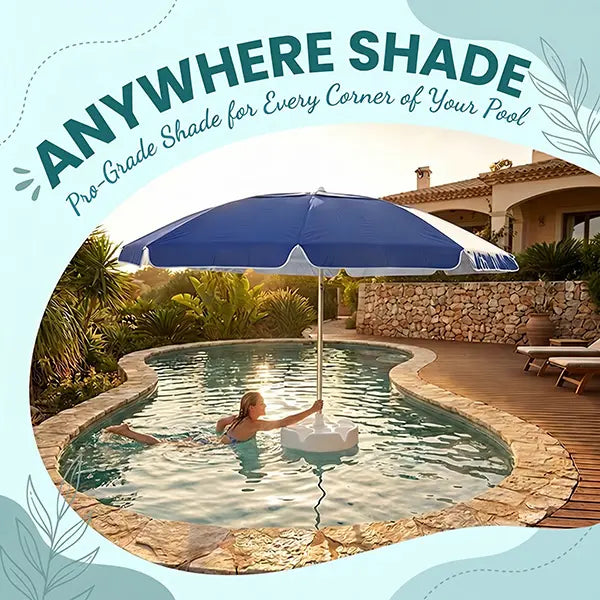 Floating Pool Umbrella with Bar and Base