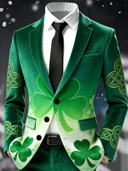 Men's Vintage Lucky St. Patrick's Day Party Corduroy Suit Jacket