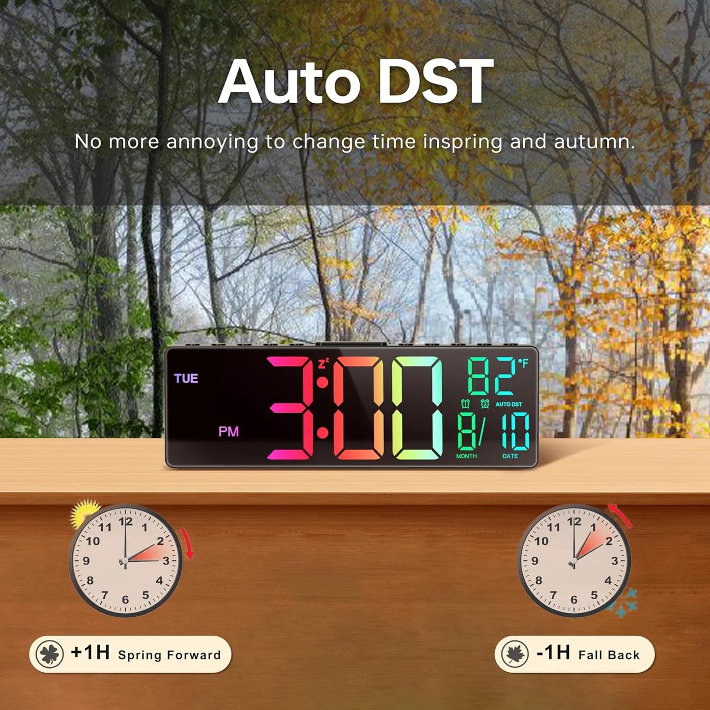 ColorWake – 10.5” Digital Clock with Multicolor Display