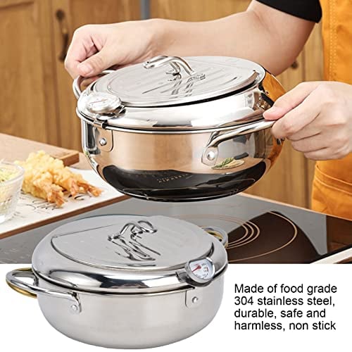 FryMaster – Stainless Steel Pot with Thermometer & Drip Drainer