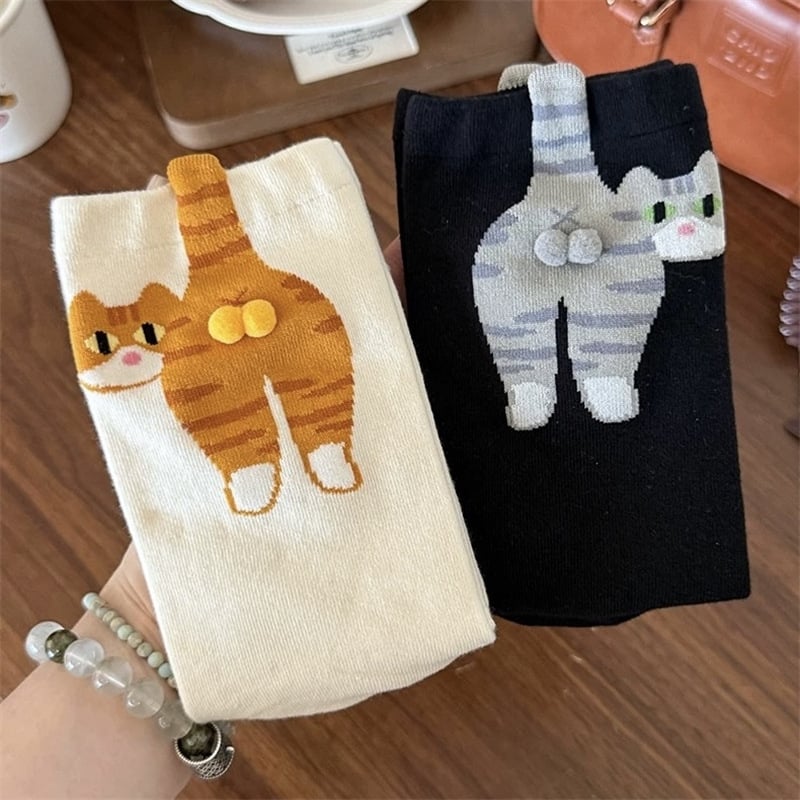 Unisex Cute 3D Tiger Striped Cat Socks