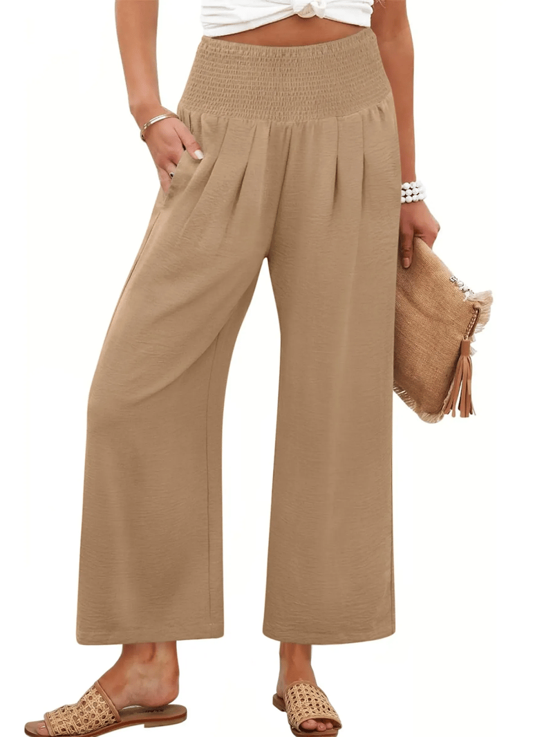 LuxeDrape – Chic Smocked Waist Trousers