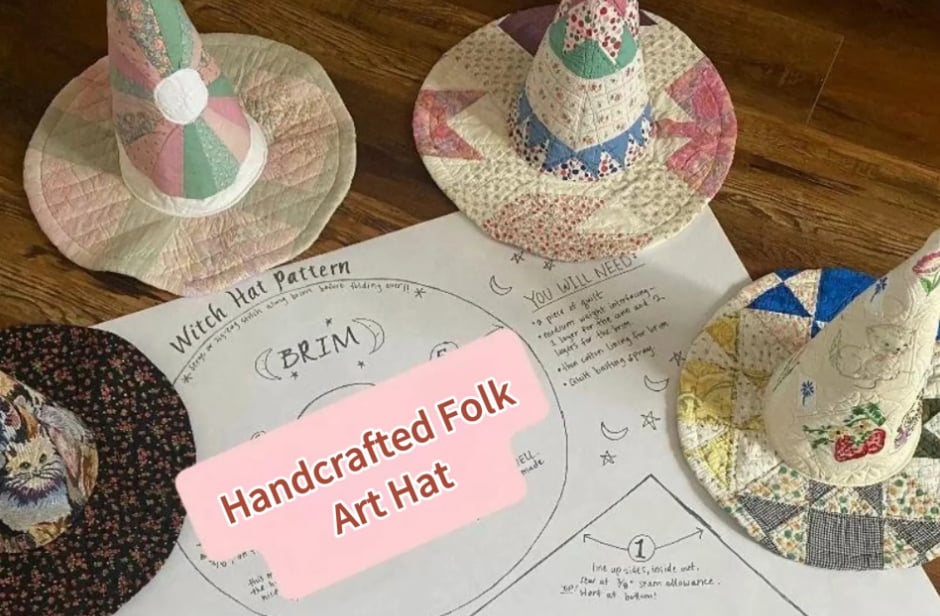 HexaStitch – Handcrafted Quilted Witch Hat