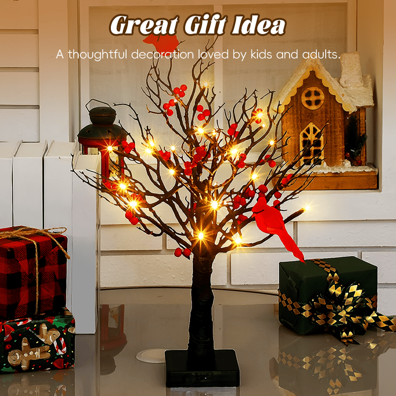 CardinalGlow – Vintage Lighted Berry Tree