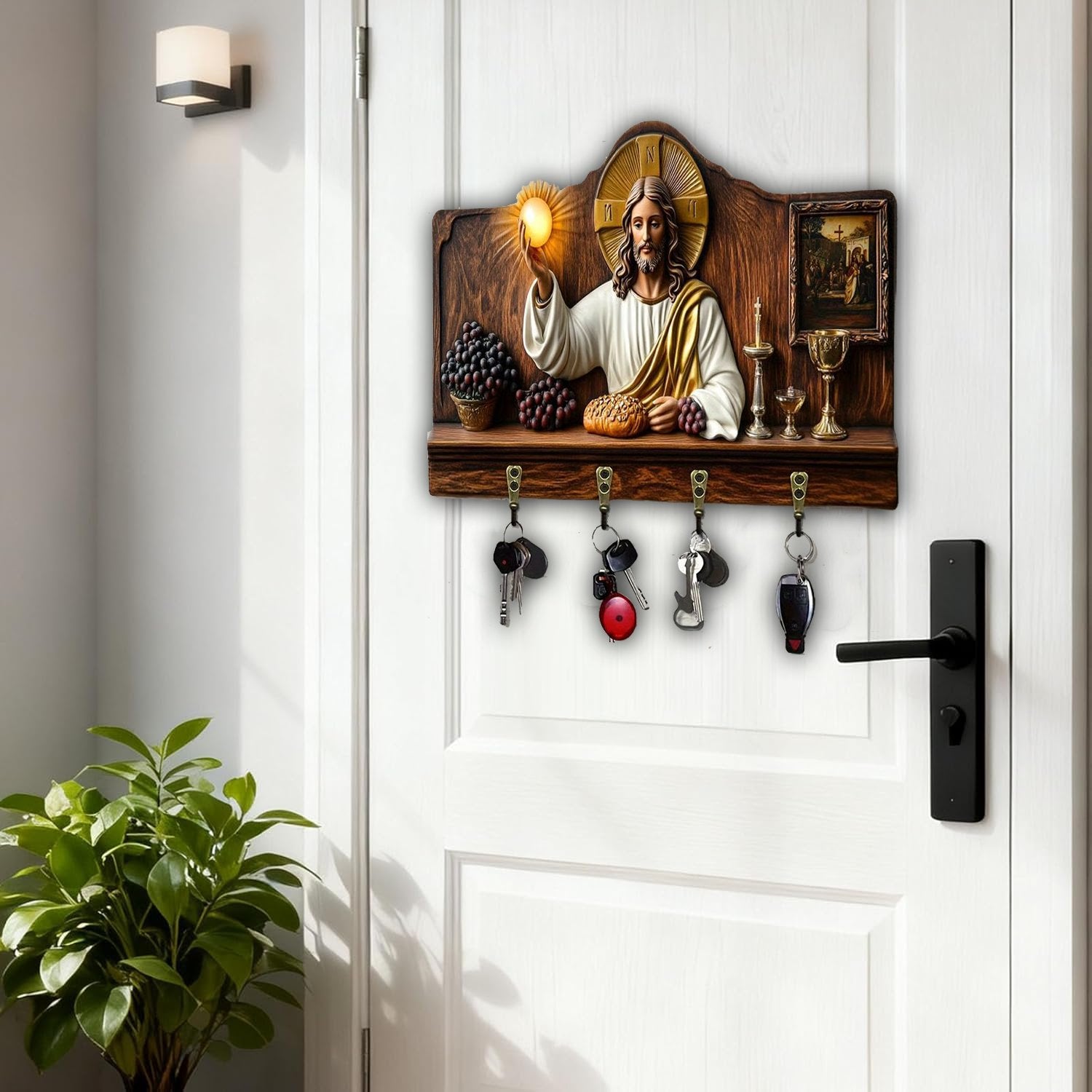 ⏰Final 2 Hours: Only  $9.99 🎁✝️Communion themed wooden multifunctional home key holder (11.8 "X9 in")