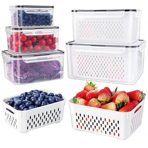 StoreNDrain – Transparent Food Container with Strainer Basket