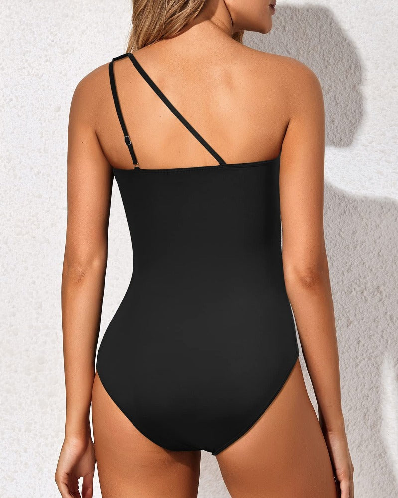 CurveLuxe | One-Shoulder Shaping Swimsuit