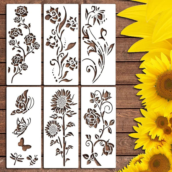 BloomTrace – Garden Fence Flower Stencils for DIY Décor