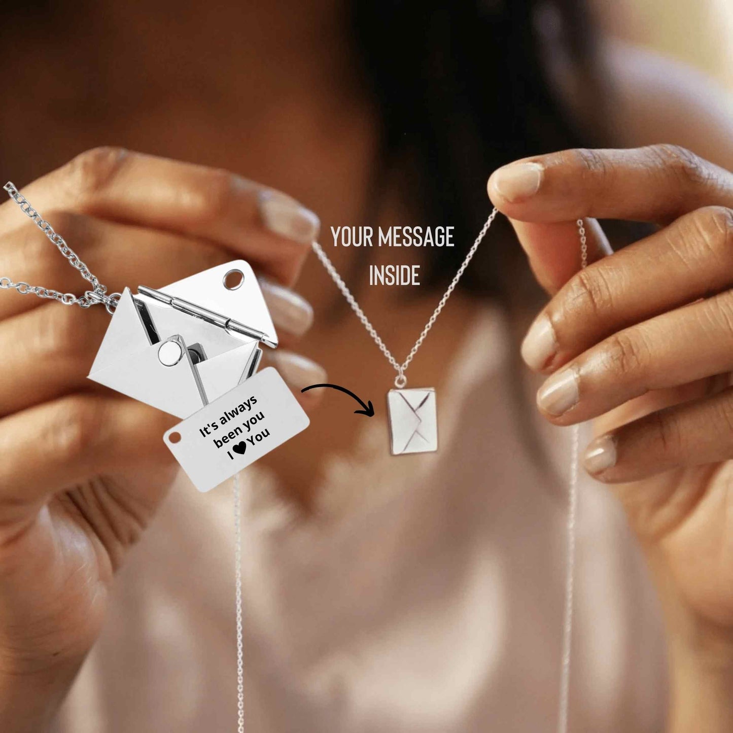 HeartMail – Custom Photo Envelope Necklace