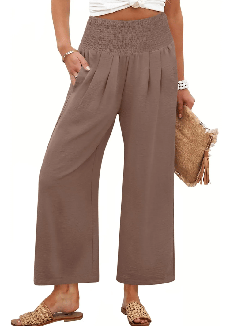 LuxeDrape – Chic Smocked Waist Trousers