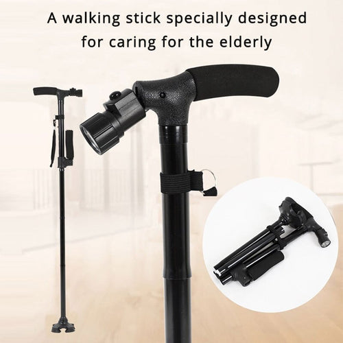 TravelEase - Compact Folding Stability Cane with Light
