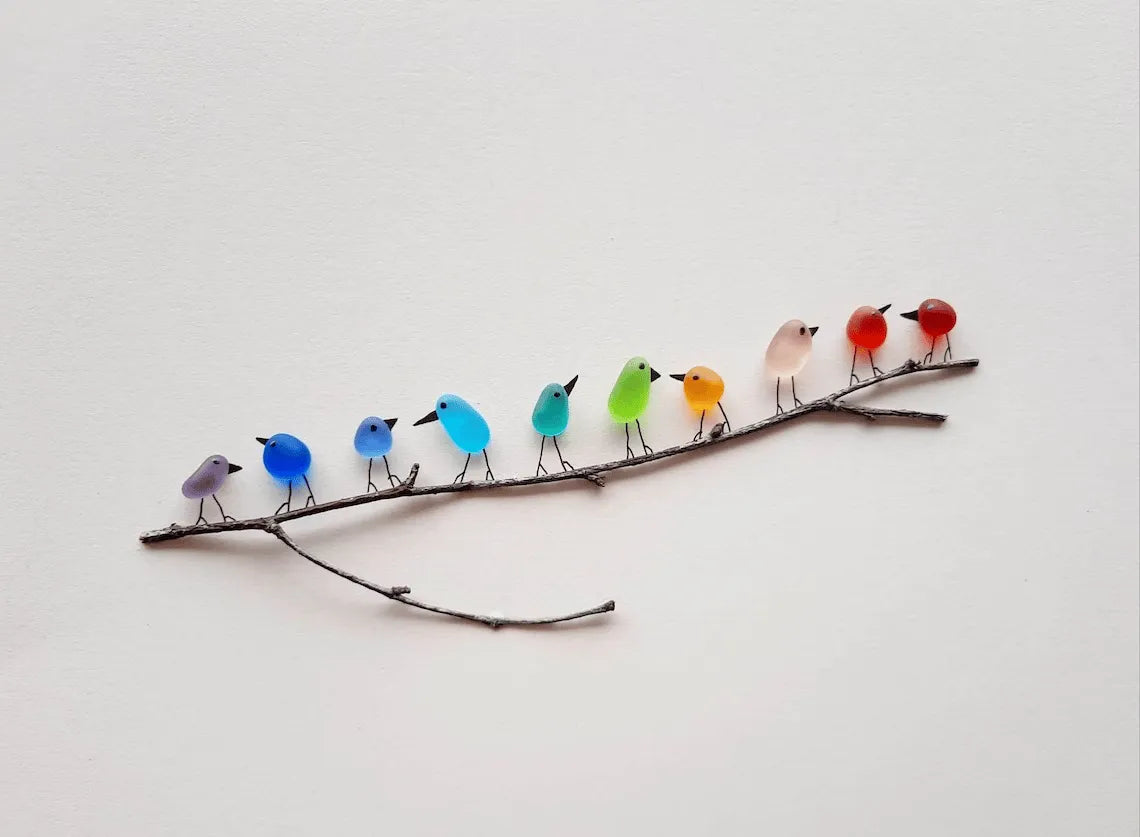 CoastalWings – Sea Glass Rainbow Birds
