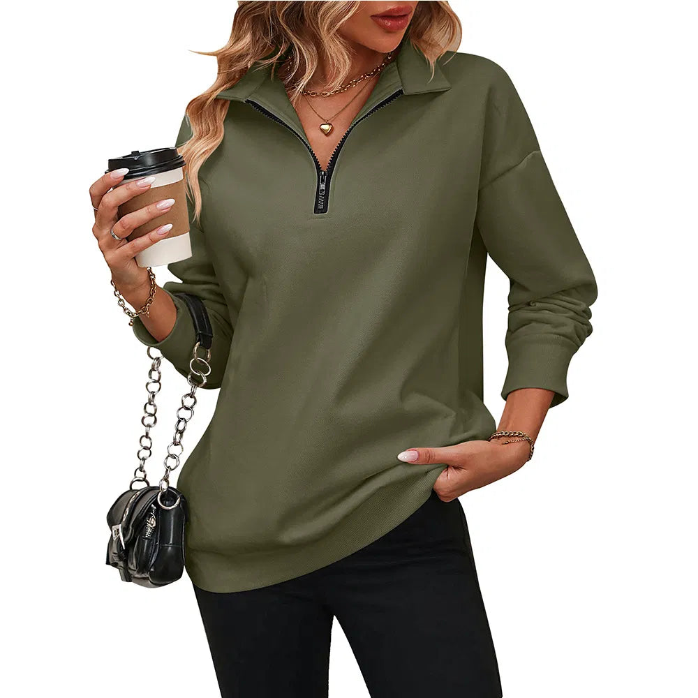 CasualFlow - Soft Casual Half-Zipper Sweatshirt
