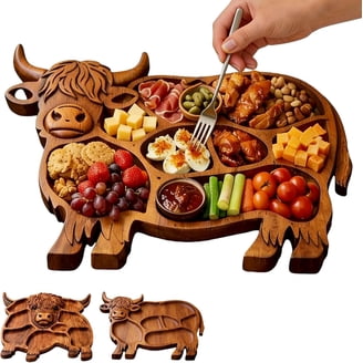 🐮 Highland Cow Wooden Charcuterie Board