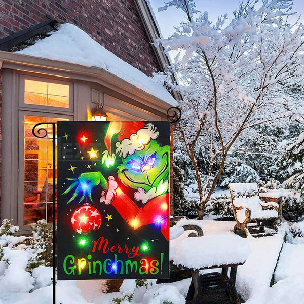 FestiveGrinchLite - Solar Christmas Pathway Flag