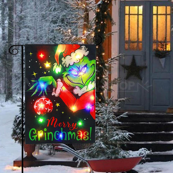 FestiveGrinchLite - Solar Christmas Pathway Flag